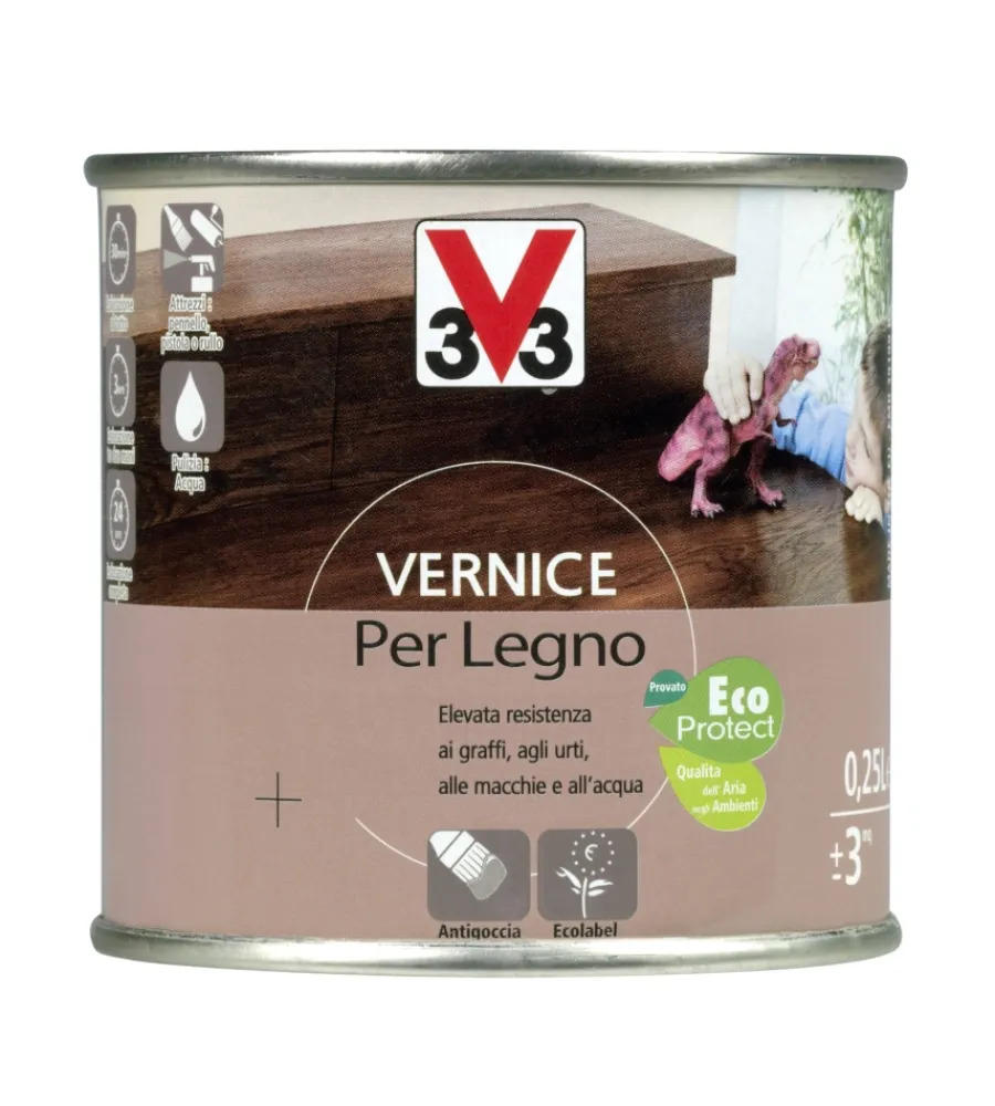 Flatting E Vernici Legno-V33 Vernice per legno - toni legno - aspetto opaco - marrone - 0,25 litri