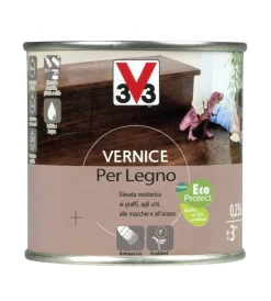 V33 Flatting E Vernici Legno|Vernice per legno - toni legno - aspetto satinato - noce medio - 0,25 litri