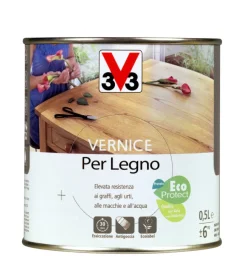 V33 Flatting E Vernici Legno|Vernice per legno effetto satinato, incolore - 0,5 litri