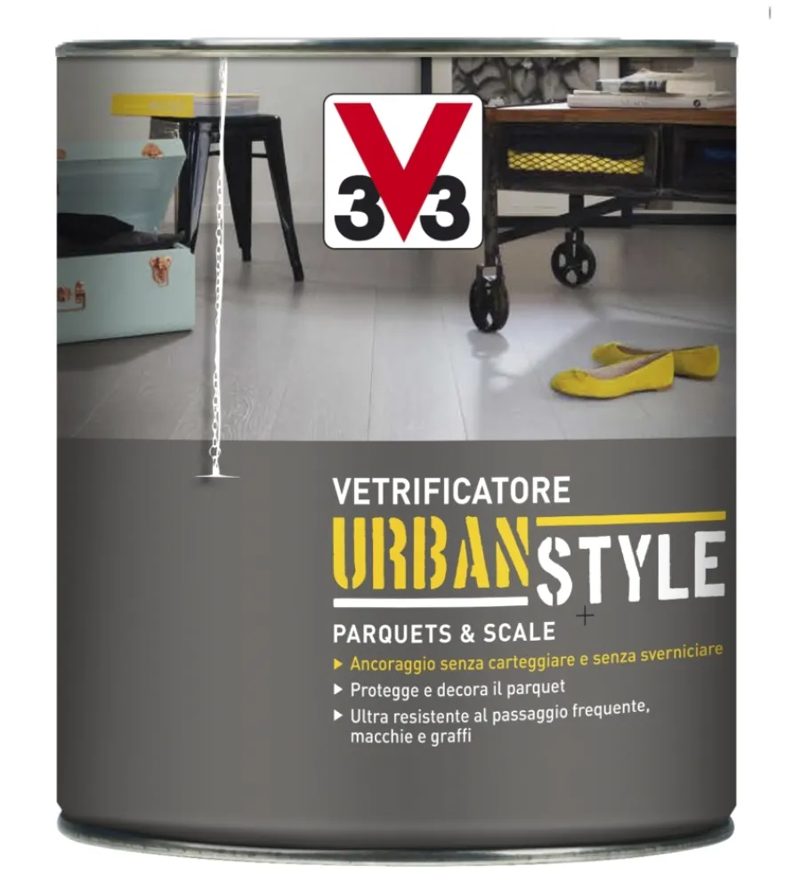 Vetrificatori Manutenzione Parquet-V33 Vetrificatore parquet - urban style - bianco ghiaccio satinato - 0,75 litri