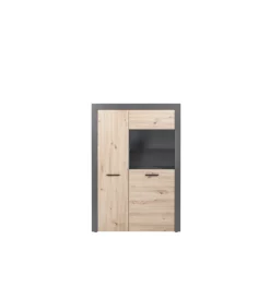 Vetrine E Vetrinette|Vetrina 2 ante grigio e quercia, 100x41,6x147 cm