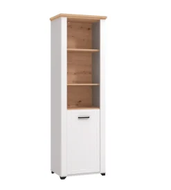 Vetrine E Vetrinette-BellaHome Vetrina "vigo" bianca e quercia, 60,5x41x194,5 cm