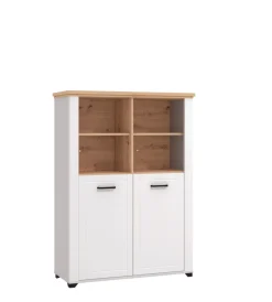 Vetrine E Vetrinette-BellaHome Vetrina "vigo" bianca e quercia, 103,5x41x143 cm