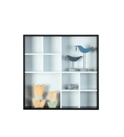 Outlet Vetrinetta bianca e nera con 10 scomparti, 70x13x70 cm Vetrine E Vetrinette