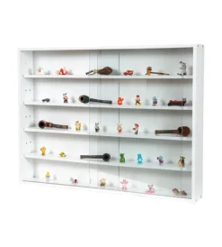 BellaHome Vetrine E Vetrinette|Vetrinetta espositore per collezionismo bianco con ante in vetro temperato 80x11x60 cm