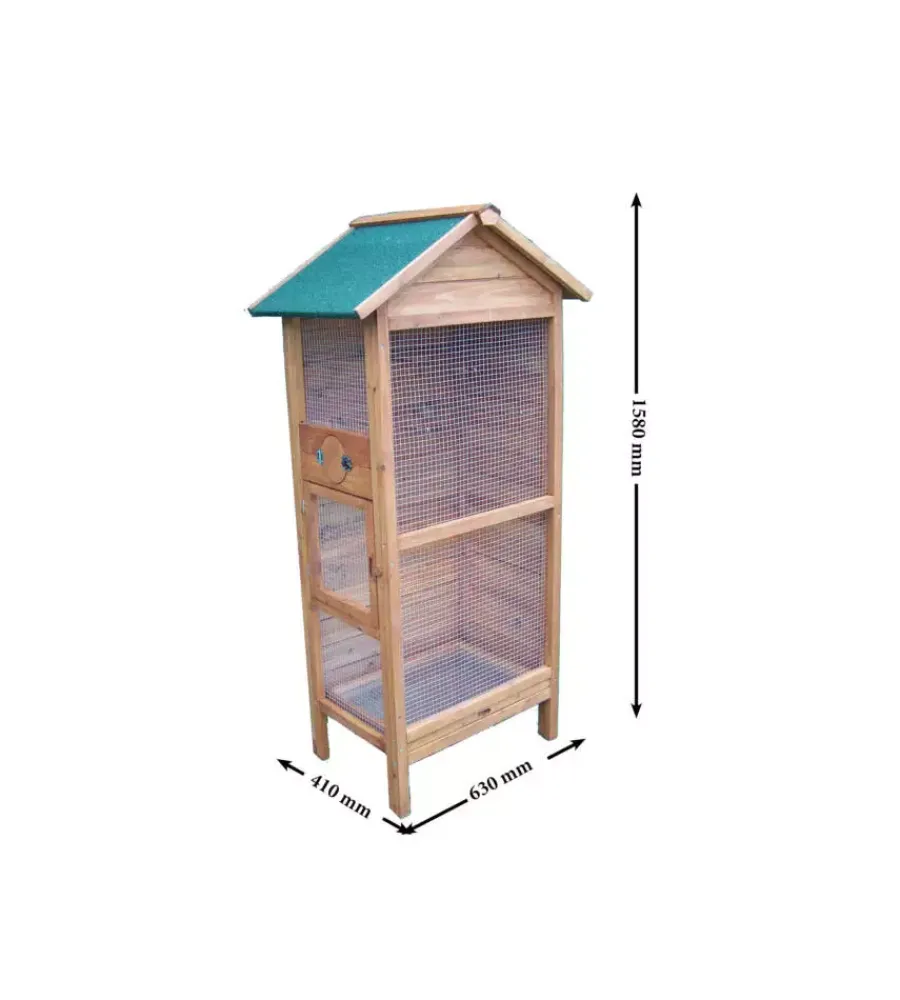 Gabbie Per Uccelli-Habrita Voliera da esterno in legno "po h 775" 77x55x158 cm