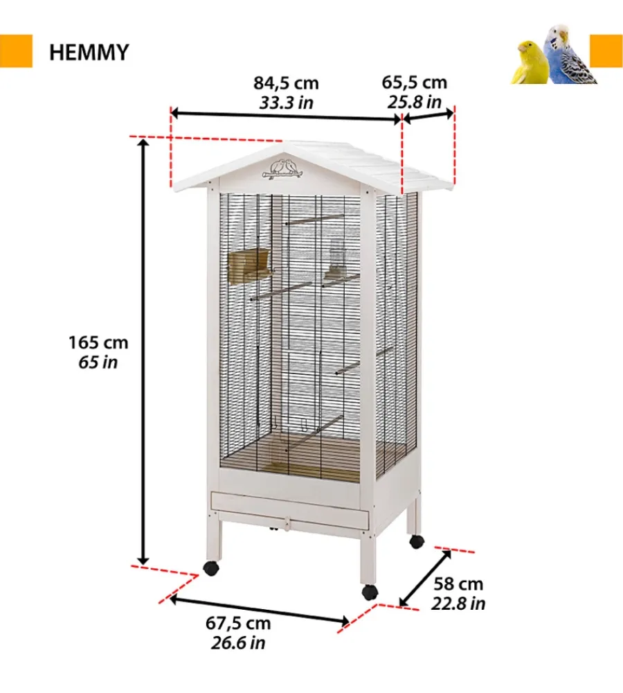 Ferplast Gabbie Per Uccelli|Voliera per uccelli hemmy beige, 84,5x65,5x165 cm - .