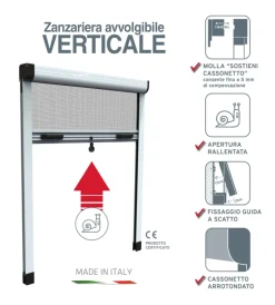 Tessile D'Arredo|Zanzariera verticale avvolgibile "roto" bianco 80x170 cm