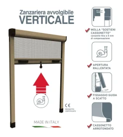 Hot Zanzariera verticale avvolgibile "roto" bronzo 120x170 cm Tessile D'Arredo